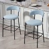 ORRD 26'' Blue Counter Height Bar Stool with Footrest, Teddy Fabric & Black Metal Base - 3 of 4