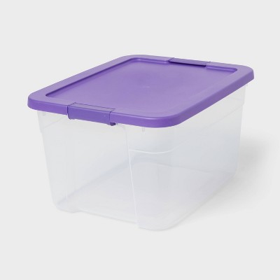 66qt Latching Clear Storage Bin with Lid Purple - Brightroom™