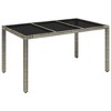 vidaXL Patio Table with Glass Top Gray 59.1 in.x35.4 in.x29.5 in. Poly Rattan - 2 of 4