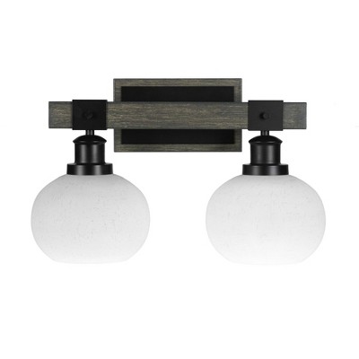 Toltec Lighting Tacoma 2 - Light Vanity in  Black/Painted Wood with 7" White Muslin Shade