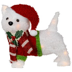 Northlight 3D Lighted Santa Dog Outdoor Christmas Decoration - 13" - Clear Lights - 1 of 4
