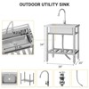 Freestanding Stainless Steel Utility Sink 24x20x41", Single Bowl, Hot & Cold Faucet, Adjustable Legs, Rapid Drainage, Built-in Knife Storage - 2 of 4