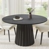 PexFix 52" Solid Wood Round Dining Table Kitchen Table for 4-6 with Tabletop and Fluted Tapered Base for Living/Dining Room Coffee Office Black - 2 of 4