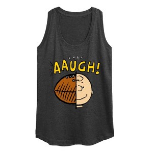 Women's - Peanuts - C Brown Half Football Head Graphic Racerback Tank - 1 of 4