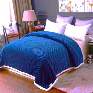 Plazatex Soft Plush Corduroy Lined Oversized All Season Comfort for Bedroom or Lounging Blankets - Queen 90x90", Blue - Queen - 1 of 1