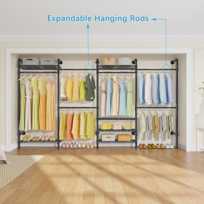 Black Industrial Pipe Wire Closet System with Adjustable Shelves