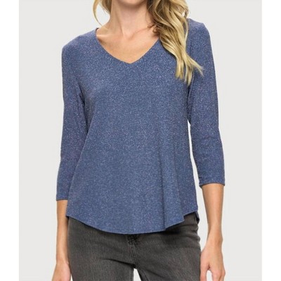 Women's Periwinkle Glitter Sleeve Top - LAST TANGO