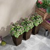 SEVOBAL Planters Woodgrain Large Taper with Drainage Holes and Plug, Set of 3 Tall Indoor/Outdoor Plant Pots, Brown, 15.75"*15.75"*28" - 2 of 4