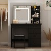 Famapy 39.4"W Mirrored Vanity Table Makeup Vanity Set with Stool and Storage Drawers - 4 of 4