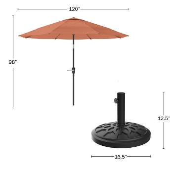 10 Ft Patio Umbrella with Base and Auto Tilt