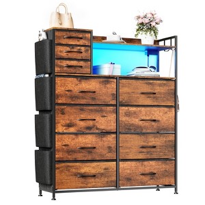 Dresser with Fabric Drawers, 8+3 Drawers for Storage Clothes, Sturdy Metal Frame, Wood Top, 4 Side Pockets, for Bedroom, Living Room, Hallway - 1 of 4