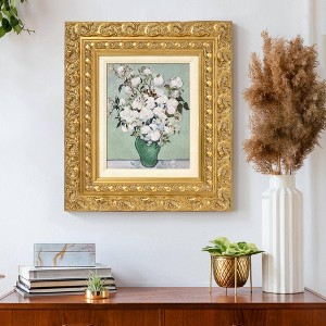 American Art Decor 15.25"x17.25" Ornate Framed Roses Canvas Print by Vincent van Gogh: Vertical Post-Impressionist Botanical Artwork - 1 of 4