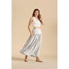 Women's Splicing High Waist Elastic Back Maxi Skirt Summer Fall Casual Loose Fit A-Line Comfortable Long Skirt with Pocket - 3 of 4