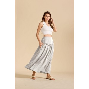 Coolmee Women's Skirt Flowy Ruffle Hem Elastic Waist Pleated Skirts with Pocket Casual Maxi Skirt - 1 of 4