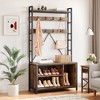 Whizmax Hall Tree with Bench Coat Rack Freestanding 5 in 1 Industrial Shoe Bench with 3 Storage Cubbies and 8 Hooks Entryway Coat Rack - 3 of 4