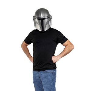 Jazwares Star Wars Men's Mandalorian Helmet Halloween Deluxe Costume Headwear - Silver One Size - 1 of 2