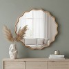 Spassway 30"W*30"H Beige Asymmetrical Mirror Irregular Round Wall Mirror Modern Wood Frame Wall Mounted Vanity Mirror Decorative for Bedroom Bathroom - 2 of 4