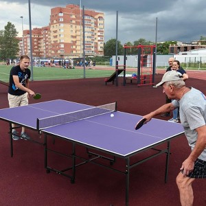 Portable Ping Pong Table, Professional Indoor/Outdoor Table Tennis Tables Game with Net for Adults/Teens,2 Tennis Paddles and 3 Balls - 1 of 4
