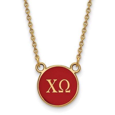 Black Bow Jewelry 14k Yellow Gold Plated Sterling Silver Chi Omega Greek Life Necklace 18 Inch