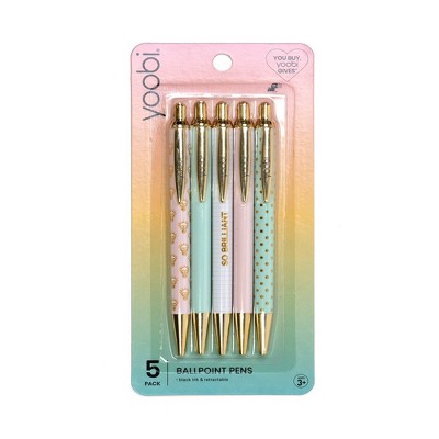 5pk Retractable Ballpoint Pens Set Black - Yoobi™