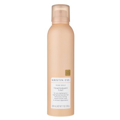 Kristin Ess Rose Gold Temporary Tint - Pastel Pink Hair Color Spray for Blonde Hair, Washable - 7oz