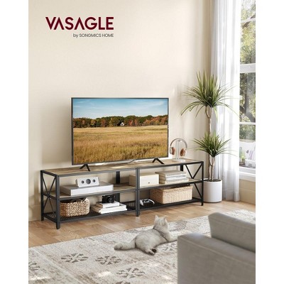 VASAGLE TV Stand Industrial Entertainment Center, Modern TV Console with Open Storage Shelves