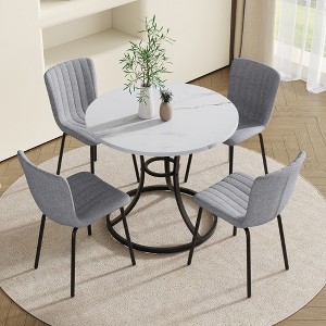 5 Piece Dining Table Set for 4, Modern Dining Set with 4 Upholstered Dining Chairs, Table and Chair Set - ModernLuxe - 1 of 4