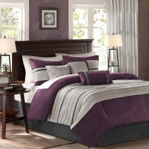 Sapphtopaz 7 Piece Comforter Set Bedding Quilt Set Faux Suede Floral Printing Embroidery Pleating Piecing Reversible Quilt Set - 1 of 4