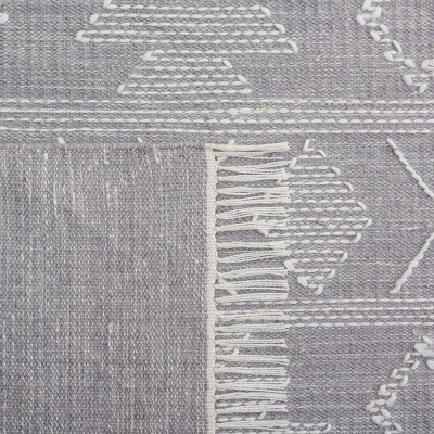 Bohemian Nomad-Inspired 72'' Square Gray Flat Weave Rug