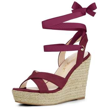 Allegra K Women's Espadrille High Platform Lace Up Wedges Sandals