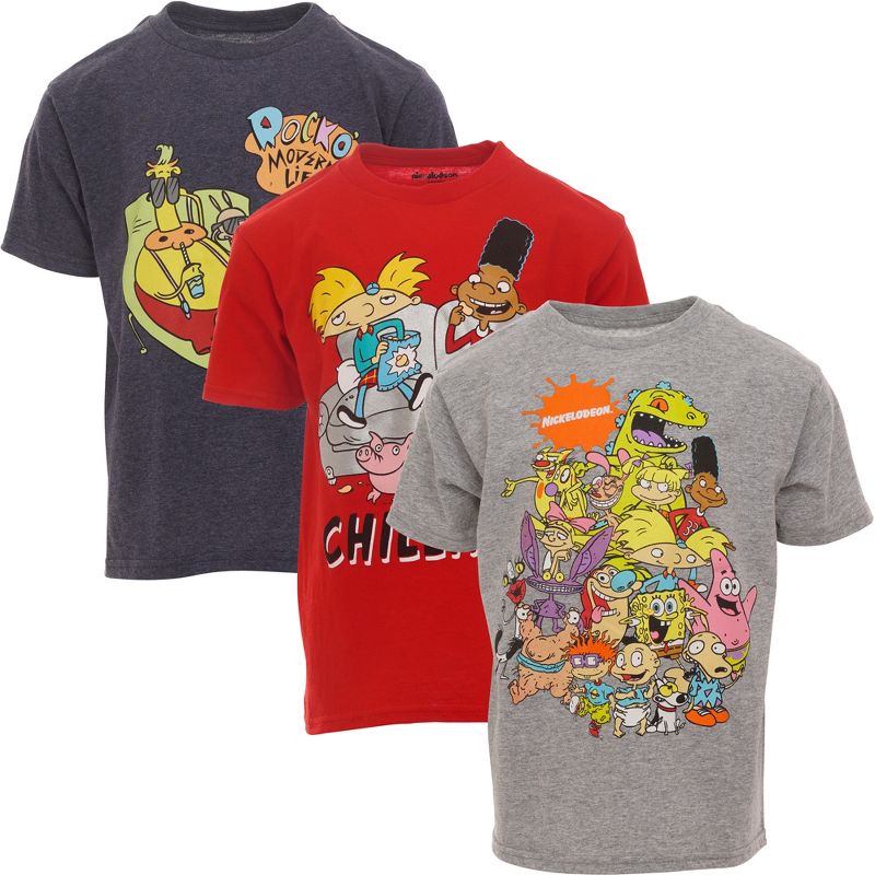 Nickelodeon SpongeBob SquarePants Rugrats Hey Arnold Rocko Little Boys 3 Pack T-Shirt , 1 of 6