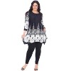 Women's Plus Size 3/4 Sleeve Printed Dulce Tunic Top - White Mark - 2 of 3