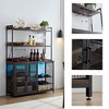 Resenkos Kitchen Coffee Bar Cabinet, Glass & Mug Holder, LED Display Lighting, Spacious Storage Brown - 3 of 4