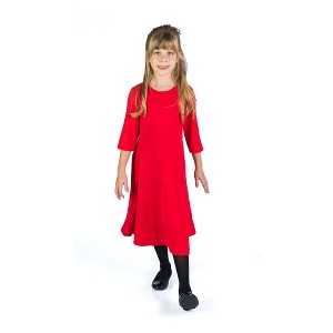 24seven Comfort Apparel Knee Length Fit and Flare Girls Comfortable Party Dress - 1 of 4