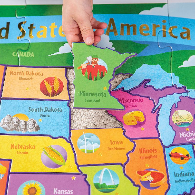Peaceable Kingdom United States Floor Puzzle for Kids, USA States & Capitals, United States Map Puzzle for Kids, Preschool Toys Boys & Girls Ages 5+, 2 of 5