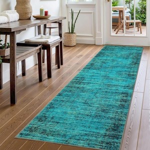 Washable Area Rug for Living Room Soft Vintage Distressed Large Bedroom Rugs Non-Slip Retro Abstract Farmhouse Neutral Carpet for Dining - 1 of 4