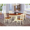 HomeStock 5-Piece Oval Buttermilk & Cherry Finish Solid Wood Top Dining table with 4 Chairs with Slat Back - 2 of 4