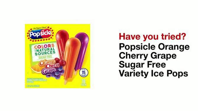 Popsicle Orange Cherry Grape Sugar Free Variety Ice Pops  - 18pk, 2 of 11, play video