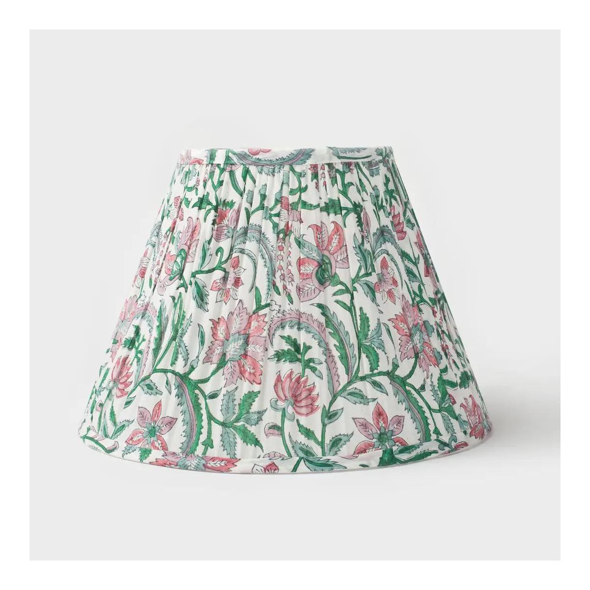Mela Artisans Mage Hand Block Printed Pleated Cotton Lampshade