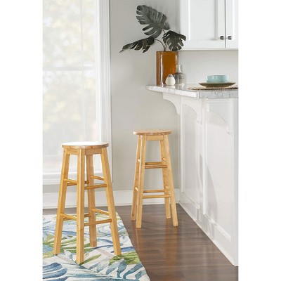 PJ Wood 29-Inch Tall Natural Backless Bar Stools, Set of 2