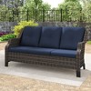 YARDSIGHT Outdoor Wicker 3-Seater Sofa, All-Weather Rattan Patio Couch with Thick Cushions for Garden, Porch, Balcony, Backyard - 2 of 4