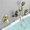 Cobbe with 7 Settings Handheld Shower Tub Spout and 59-Inch Hose Tub Shower Faucet Set Single Handle Wall Mounted Shower System Brushed Gold - 4 of 4