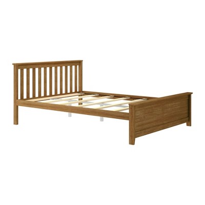 Plank+beam Queen Bed Frame With Slatted Headboard Solid Wood Platform ...