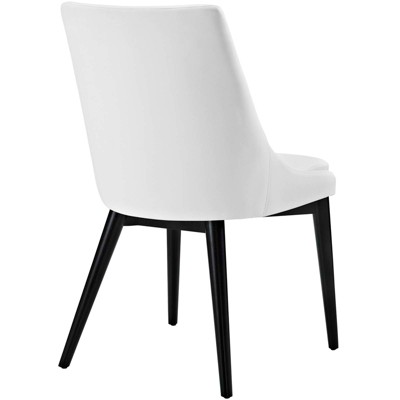 Elegant White Vegan Leather Upholstered Side Chair with Black Wood Legs