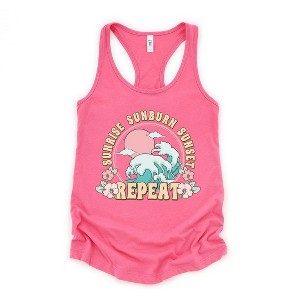 Simply Sage Market Women's Sunrise Sunburn Sunset Repeat Wave Racerback Graphic Tee - 1 of 3