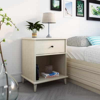 Ivory Oak Mid-Century Modern 1-Drawer Nightstand