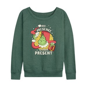 Women's - Dr. Seuss -  Lightweight French Terry Wide Neck Long Sleeve Shirt - 1 of 4