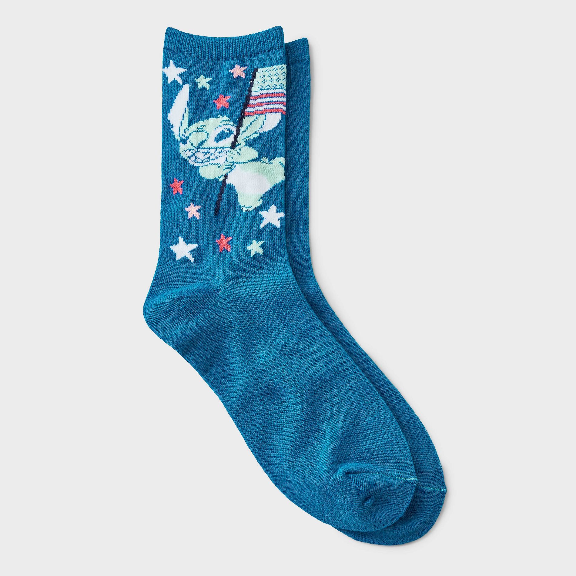 Women's Lilo & Stitch Americana Crew Sock - Blue 4-10