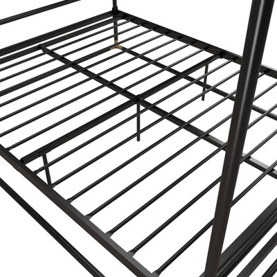 Black Metal Queen Canopy Bed with Gold Accents