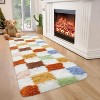 Shag Area Rug Modern Checkered Plush Fuzzy Rugs for Living Room Ultra-Soft Thick Furry Accent Carpet for Bedroom Contemporary Indoor Floor Mat - 2 of 4